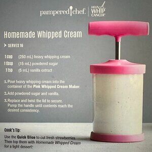 Pampered Chef Whipped Cream Maker PINK - lightly used